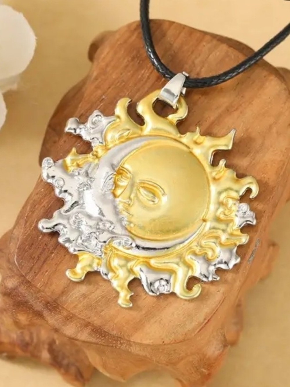 NWOT Sun & Moon- Stainless Two-Tone Pendant Necklace - Gold and Silver
